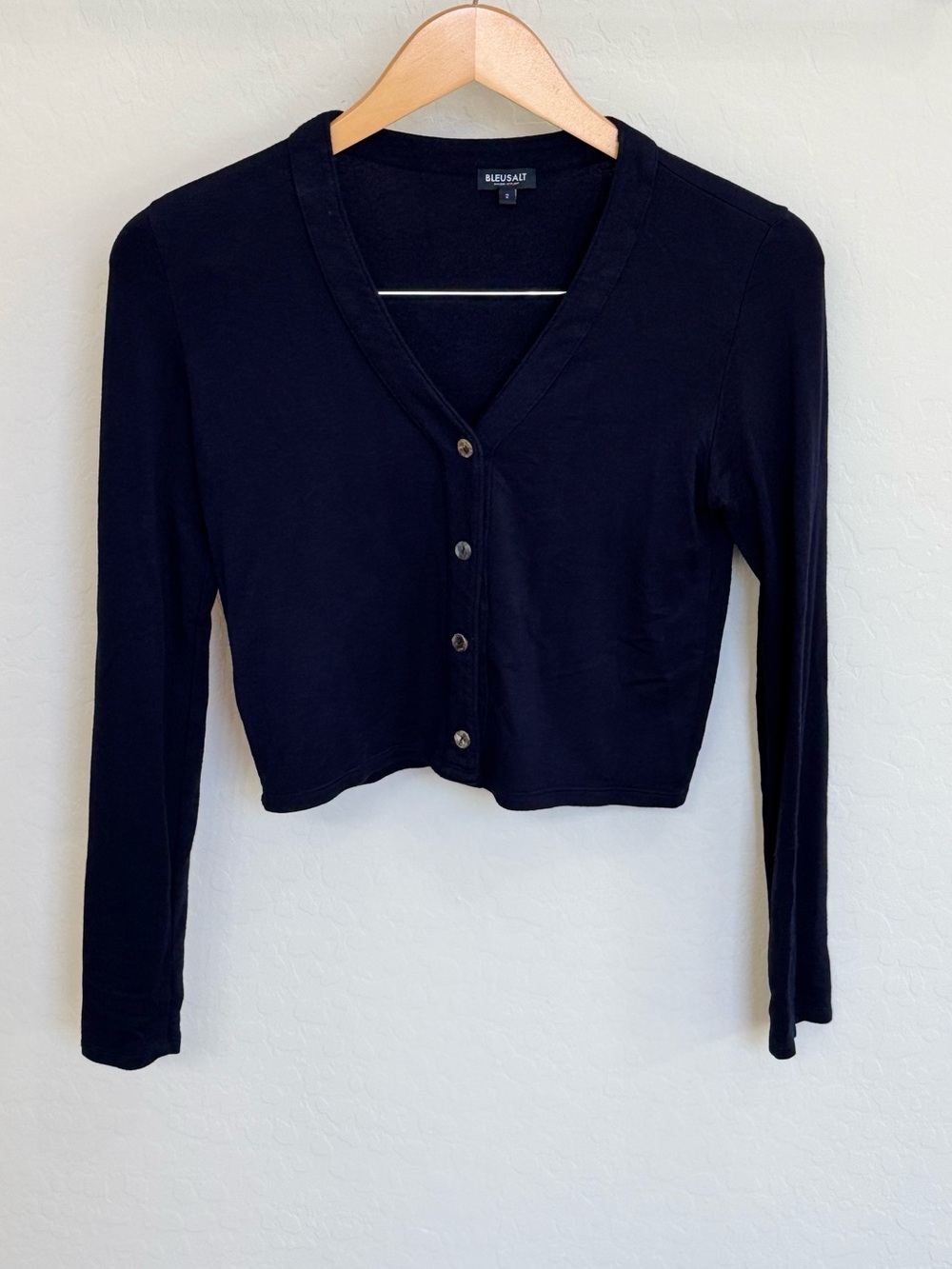 Bleusalt The Shorty Cardigan Navy Blue Size 2 M Cropped V-Neck Button Front